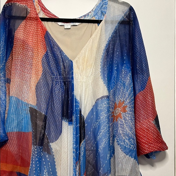 Diane Von Furstenberg Fleurette Billowy Chiffon Silk Batik Land Kaftan Dress - Picture 4 of 16